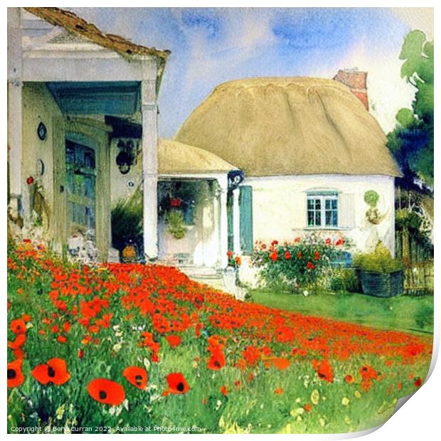 Charming Thatched Cottage Print by Beryl Curran