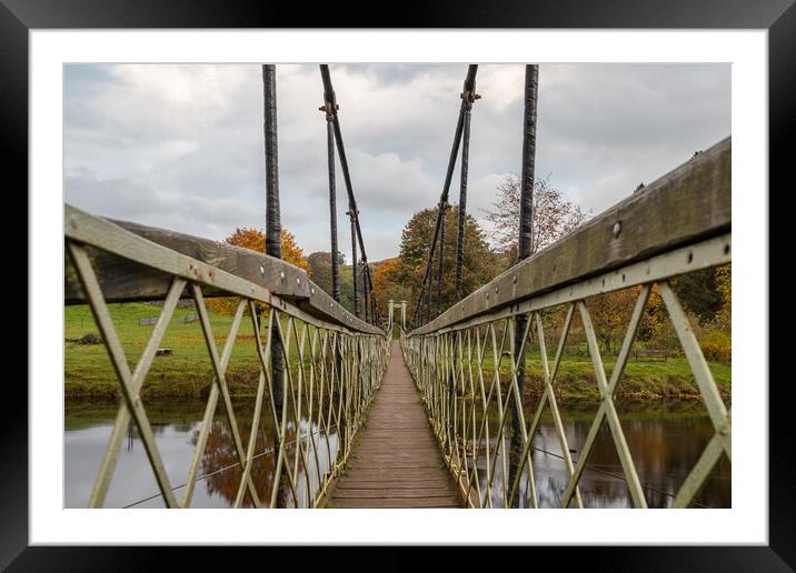 Looking along the Hebden Suspension Bridge Framed Mounted Print by Jason Wells