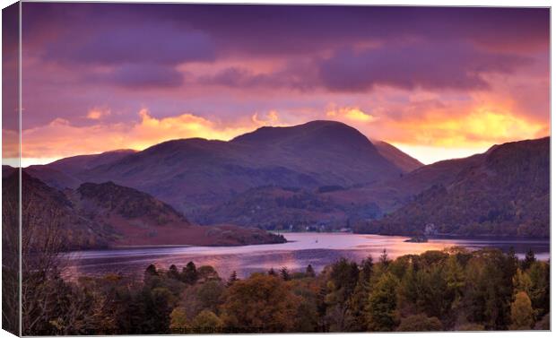 Ullswater at sunset Canvas Print by Chris Harris