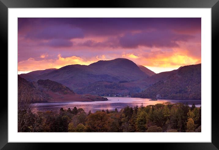 Ullswater at sunset Framed Mounted Print by Chris Harris