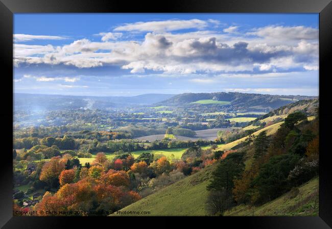 Colley Hill and Surrey Hills   Framed Print by Chris Harris