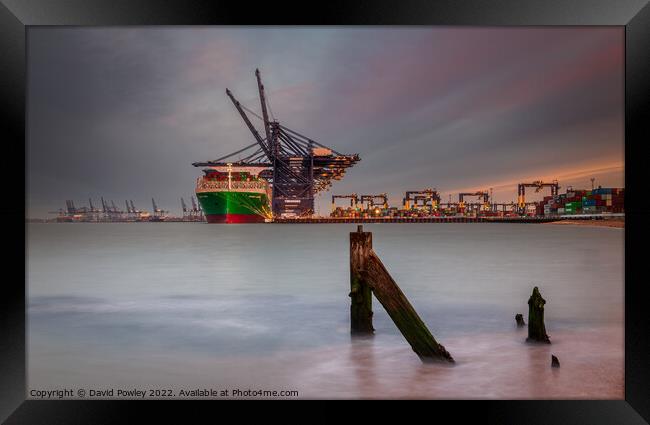 Industrial Sunrise Felixstowe Docks Framed Print by David Powley