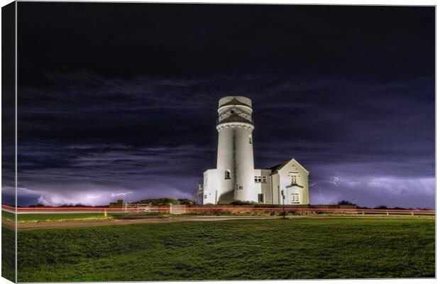 Lightning and the old lighthouse - Hunstanton  Canvas Print by Gary Pearson