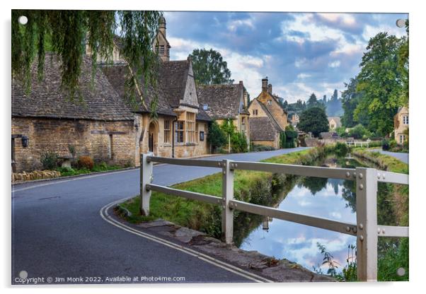 Lower Slaughter,  Gloucestershire Cotswolds Acrylic by Jim Monk