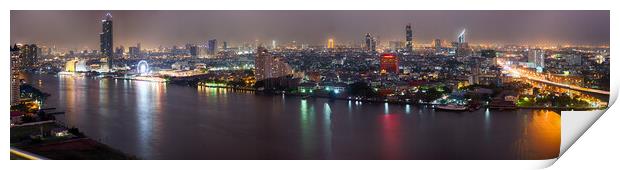 Glittering Bangkok Nightscape Print by Rus Ki