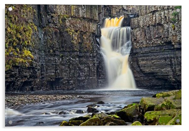 High Force Waterfall North Pennines Acrylic by Martyn Arnold