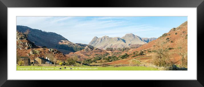 Fell Foot Farm & Langdale Pikes Panorama Framed Mounted Print by Photimageon UK