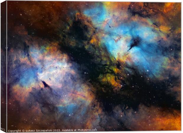 Gas storm in Cygnus, center of Butterfly Nebula (IC 1318) Canvas Print by Łukasz Szczepański