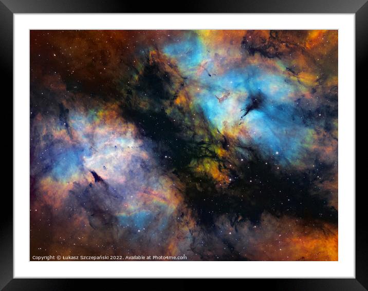 Gas storm in Cygnus, center of Butterfly Nebula (IC 1318) Framed Mounted Print by Łukasz Szczepański