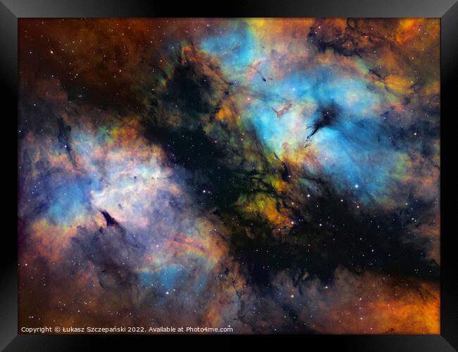Gas storm in Cygnus, center of Butterfly Nebula (IC 1318) Framed Print by Łukasz Szczepański