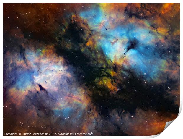 Gas storm in Cygnus, center of Butterfly Nebula (IC 1318) Print by Łukasz Szczepański
