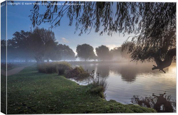 Waking up to the misty sunshine Canvas Print by Kevin White
