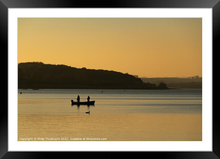 Rutland Water Fishermen Framed Mounted Print by Philip Thulbourn