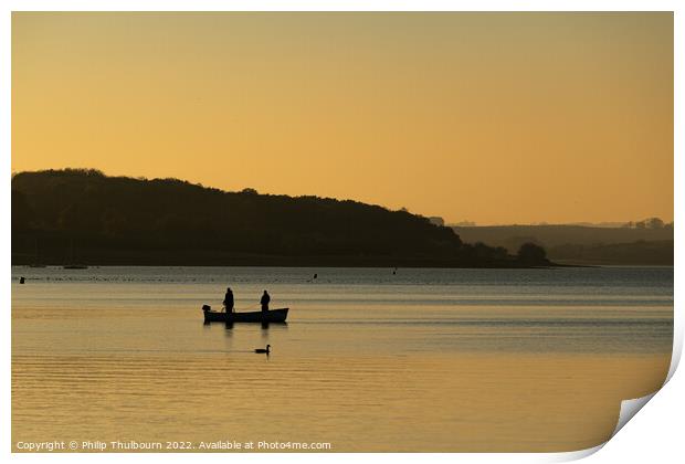 Rutland Water Fishermen Print by Philip Thulbourn