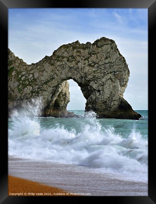 Durdle Door: A Limestone Masterpiece. Framed Print by Philip Veale