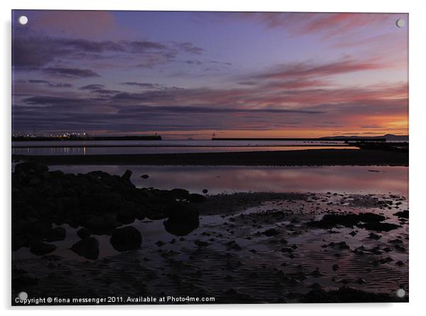 North beach Ardrossan Sunset Acrylic by Fiona Messenger