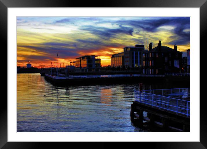 WATERFRONT SUNSET 2011 Framed Mounted Print by Martin Parkinson