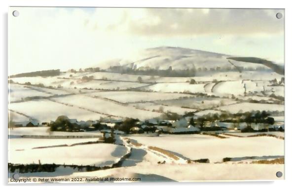 Uldale and Binsey Fell in winter Acrylic by Peter Wiseman