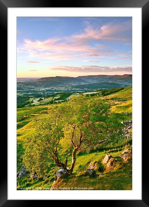 Solitary Tree on the Moors at Sunset. Framed Mounted Print by Philip Veale