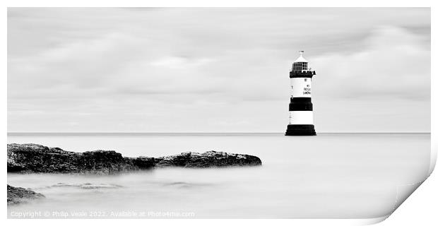 Penmon / Trwyn Du Lighthouse Black and White. Print by Philip Veale