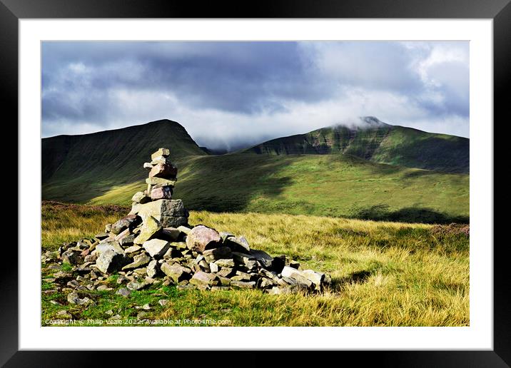 Cloud-Cloaked Peaks of Bannau Brycheiniog. Framed Mounted Print by Philip Veale