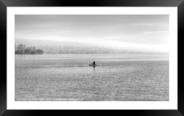 Lake Zurich Single Sculler Framed Mounted Print by David Pyatt