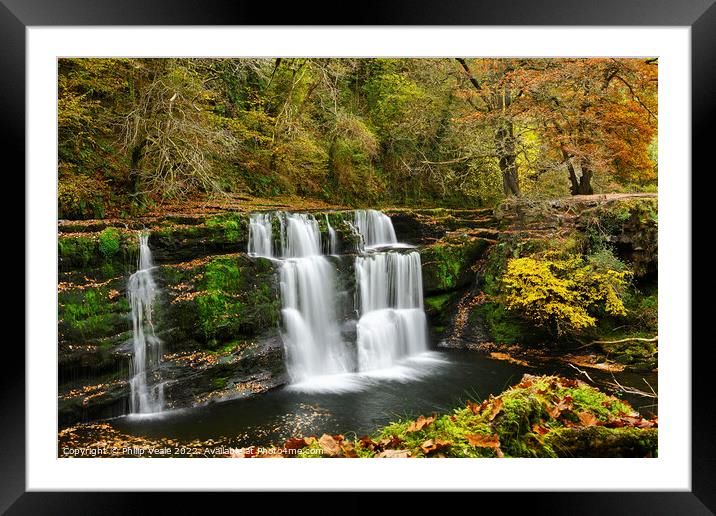 Sgwd y Pannwr on the Afon Melte in Autumn. Framed Mounted Print by Philip Veale