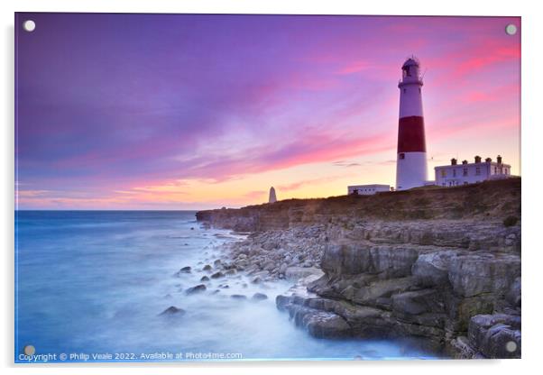 Portland Bill Lighthouse at Sunset. Acrylic by Philip Veale