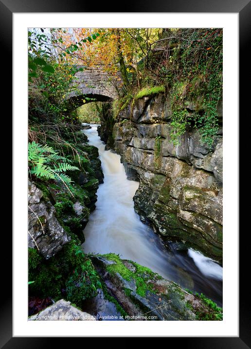 Pont Sarn Bridge and Taf Fechan in Autumn. Framed Mounted Print by Philip Veale
