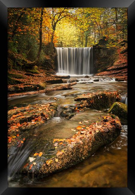 Autumnal water flows through Nant Mill Framed Print by Liam Neon