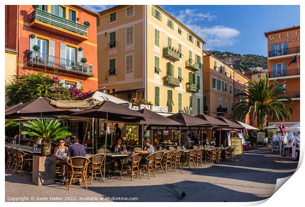 Cafe in Villefranche sur Mer, France Print by Kevin Hellon