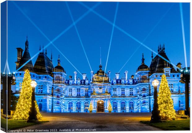 Waddesdon Manor Decked Out For Christmas With Winter Lights Canvas Print by Peter Greenway