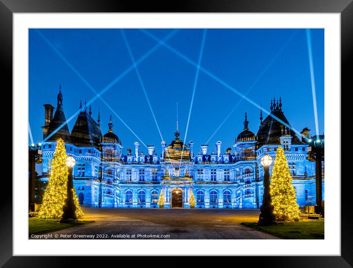 Waddesdon Manor Decked Out For Christmas With Winter Lights Framed Mounted Print by Peter Greenway