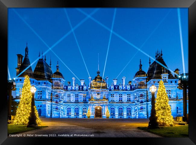 Waddesdon Manor Decked Out For Christmas With Winter Lights Framed Print by Peter Greenway