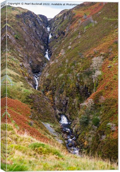 Rhaeadr y Cwm Waterfall Llan Ffestiniog Canvas Print by Pearl Bucknall