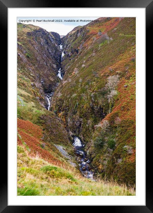 Rhaeadr y Cwm Waterfall Llan Ffestiniog Framed Mounted Print by Pearl Bucknall