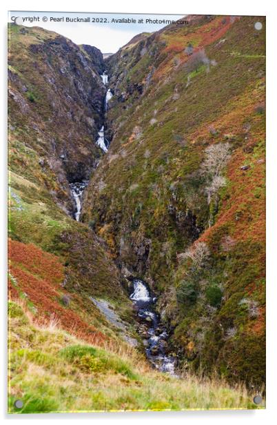 Rhaeadr y Cwm Waterfall Llan Ffestiniog Acrylic by Pearl Bucknall