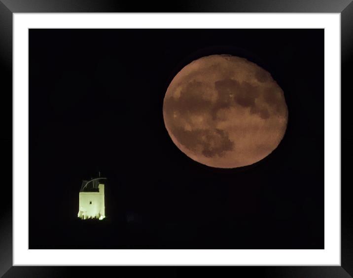 Full Moon - Sturgeon with a Tower Building. Framed Mounted Print by Maggie Bajada