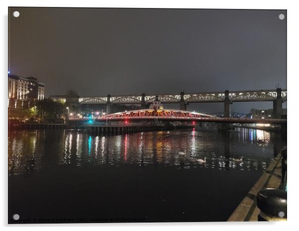 Bridges Over The Tyne Acrylic by Richard Fairbairn
