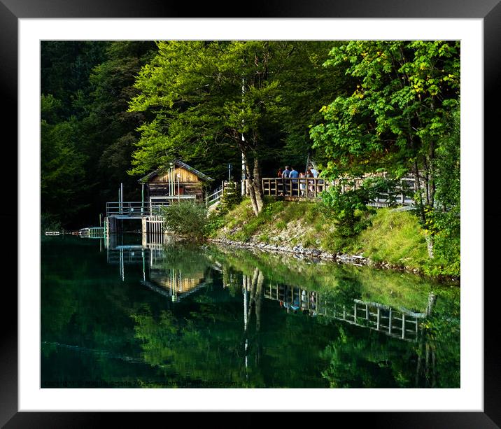 Reflection of Lake Fusine in Julian Alps, Italy. Framed Mounted Print by Maggie Bajada