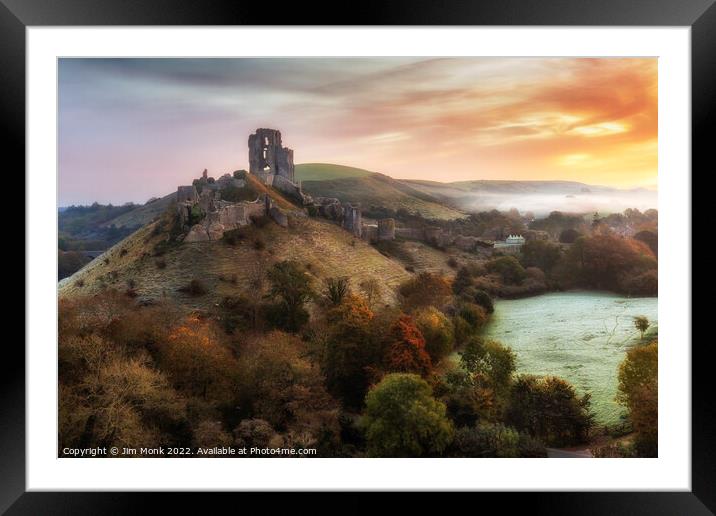 Corfe Castle Sunrise Framed Mounted Print by Jim Monk