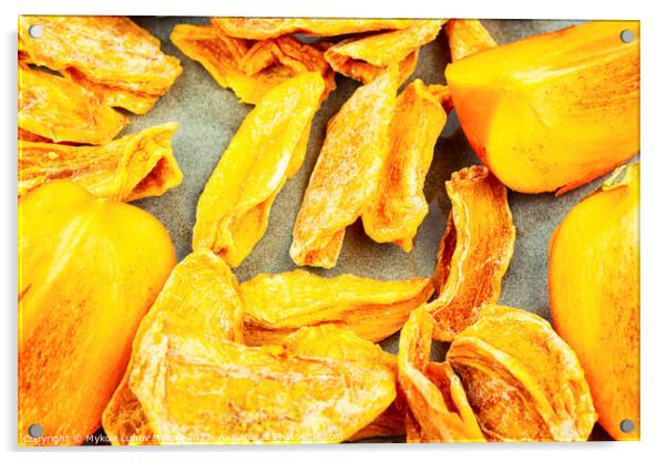 Dried persimmon fruits. Acrylic by Mykola Lunov Mykola