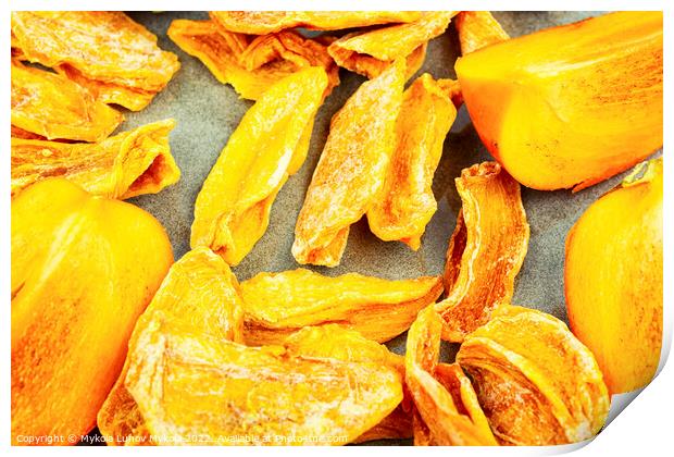 Dried persimmon fruits. Print by Mykola Lunov Mykola