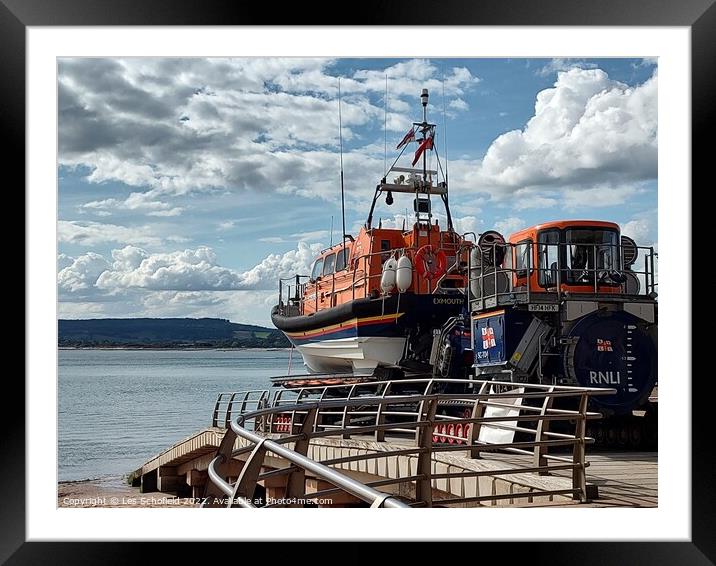 Exmouth lifeboat  Framed Mounted Print by Les Schofield