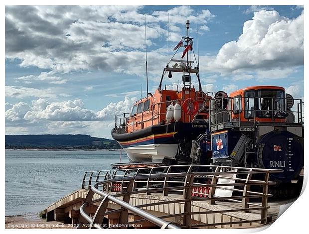 Exmouth lifeboat  Print by Les Schofield