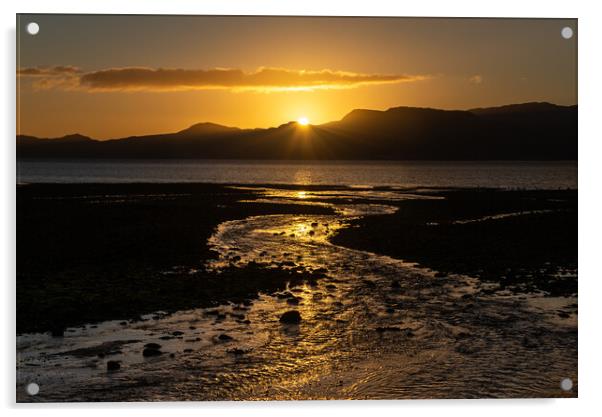 Golden sunrise over the Menai Strait, Anglesey Acrylic by Andrew Kearton