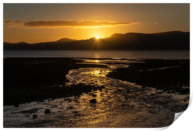 Golden sunrise over the Menai Strait, Anglesey Print by Andrew Kearton