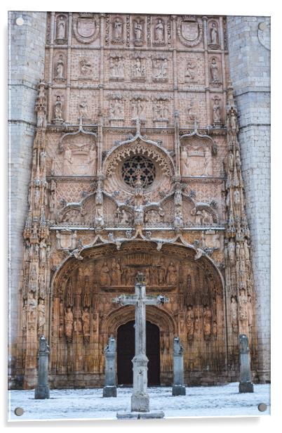 VALLADOLID, SPAIN - January 10, 2021: Gothic facade of St. Paul's church Acrylic by David Galindo