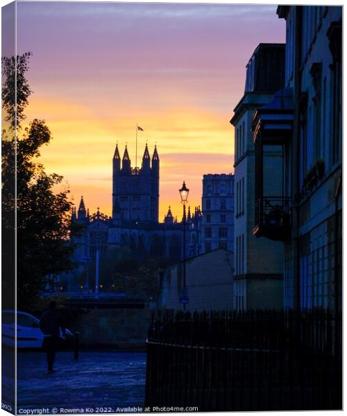 Dusk view of the city with Bath Abbey in distance Canvas Print by Rowena Ko