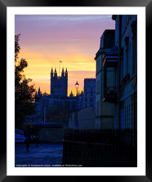Dusk view of the city with Bath Abbey in distance Framed Mounted Print by Rowena Ko